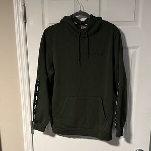 Puma Men's Olive Hoodie with Logo Accents